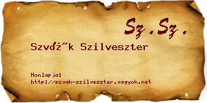 Szvák Szilveszter névjegykártya